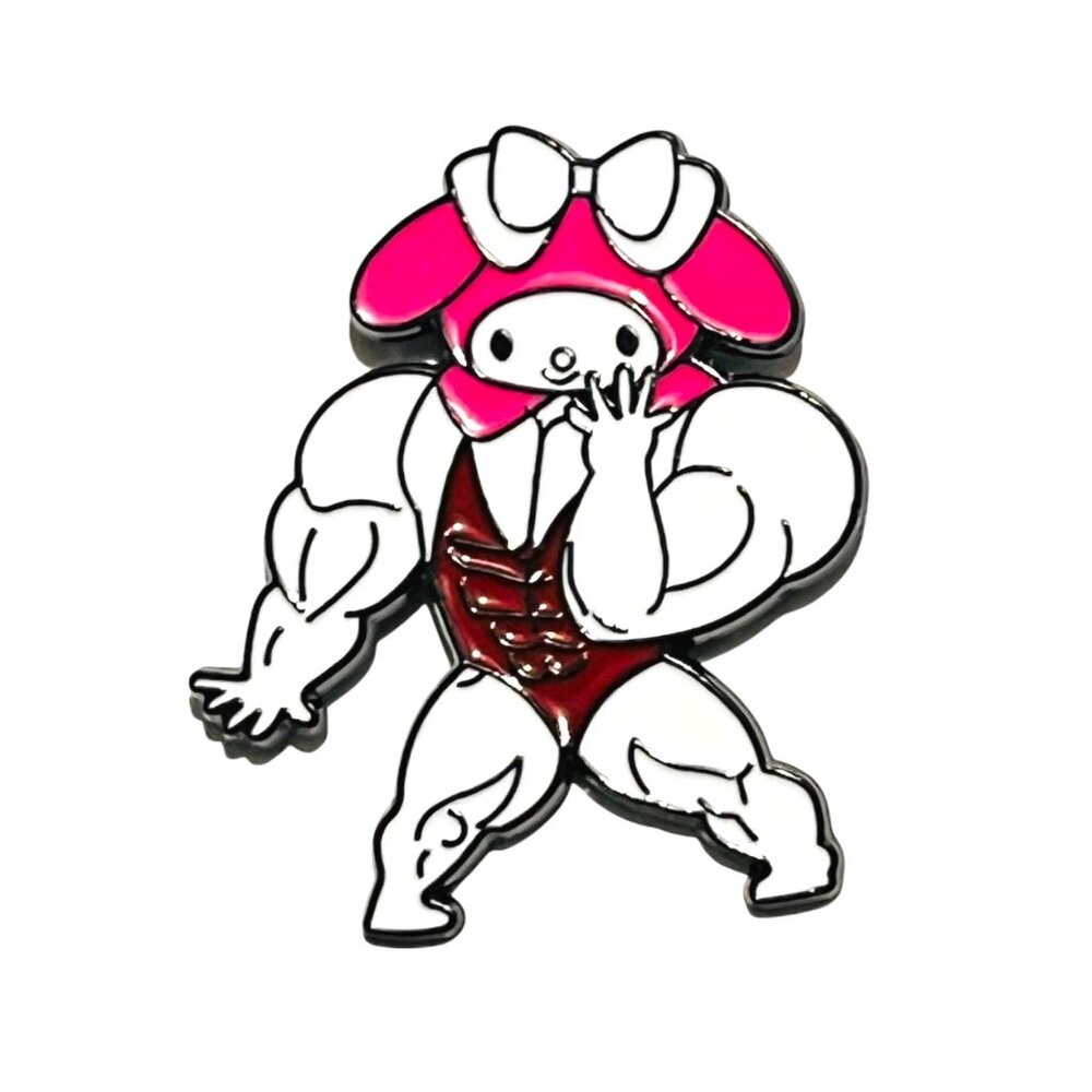 Hello Kitty Fan Made Buff My Melody Sanrio Funny Enamel Pin Lapel Pin